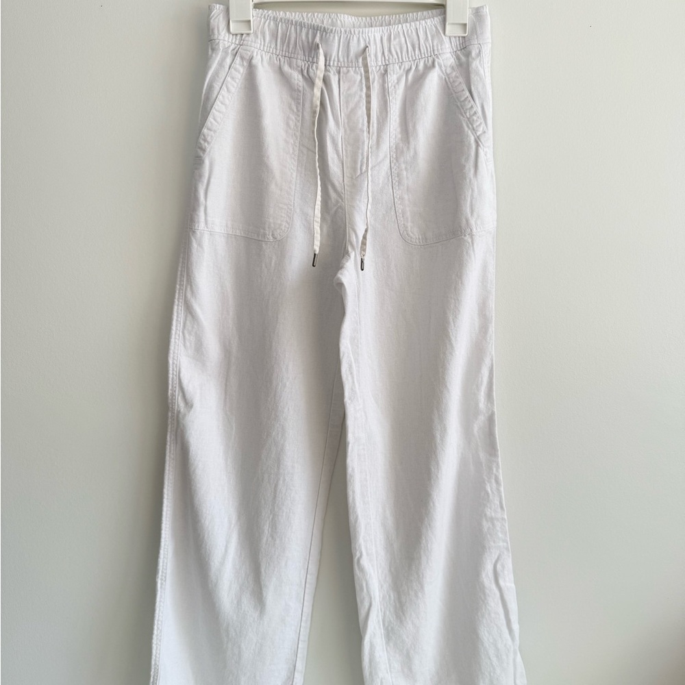GAP white linen blend wide leg pants XS